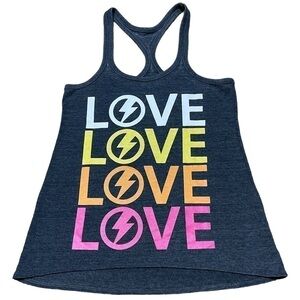 Chaser Love Lightning Bolt Tank Size Extra Small Racerback Dark Grey Rare
